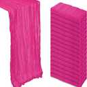 16 Pack Hot Pink Table Runner Cheesecloth 10Ft Spring Gauze Cheese Cloth Table Runner 120 Inch Boho Sheer Rustic Fabric for Party Holiday Decor Baby Shower Wedding Decoration