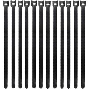 50 Pieces Black 12 inches x 1/2 inch Reusable Cable Ties Microfiber Cloth Hook and Loop Straps Network Wire Management Organizer