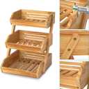 Merysen 3 Tier Wooden Fruit Basket For Kitchen, Bread Vegetable Fruit Basket Bowl Stand, Farmhouse Fruit Bowl for Countertop, Large