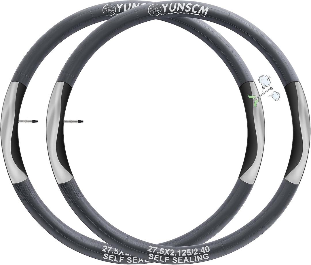 2-PCS 27.5" Self Sealing Bike Tubes 27.5x2.125/2.4 Presta Valve 48mm Removable Valve, Super Automatic Repair Puncture Resistant Tubes Compatible with 27.5x2.125/2.20/2.25/2.35/2.40 Bike Tire Tubes