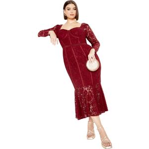 City Chic Plus Size Dress, Lace Valencia Dress (Red, 24 Plus)