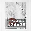 Egofine 24x36 Solid Wood Picture Frame, Made of Solid Wood Covered by Plexiglass 18x24 with Mat 24x36 without Mat, Poster Frame for Wall Mounting Photo Frame Vertically or Horizontally, White