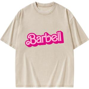 Barbell Vintage Gym Shirt for Women Lightweight Breathable Soft Fabric Workout Fitness Running Hiking Outdoor Activities (S)