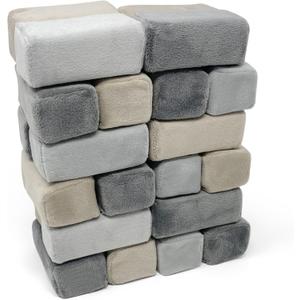 Mini Foam Building Blocks for Kids (24-Blocks) - Soft Building Blocks for Toddlers, Plush Stackable Foam Blocks, Indoor Play Toy for Kids, Stacking & Sensory Play Set (Castle Rock)