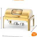 GarveeHome Roll Top Chafing Dish for Buffet, 9QT Retangle Stainless Steel Food Warmer Server with Visible Lid Water Pan Stand Fuel Holder Clip,for Parties, Birthday, Hotels and Weddings, Gold