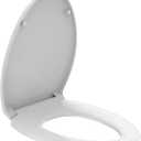 R&T Elongated Toilet Seat （18.5"）Slow Close Heavy Duty Standard Toilet Seat, Easy to Install, Easy to Remove, Plastic White B1130
