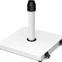 45lbs Patio Umbrella Base - Heavy Duty Outdoor Patio Market Umbrella Stand for Deck with Rollers, Poolside, Balcony, Wind-Resistant Design, White