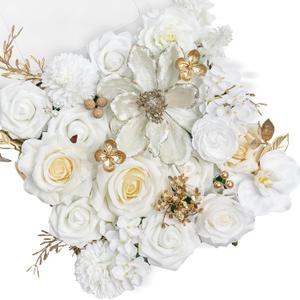 TINGE TIME Roses Artificial Flowers White Faux Flowers Bulk for DIY Bridal Wedding Bouquets Baby Shower Centerpiece Table Home DecorationsBrilliant White