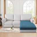 H.VERSAILTEX Suede Stretch Individual Chaise Cushion Cover Replacement Sectional Couch Covers L Shape Sofa Both Left/Right Soft Couch Seat Covers for Pets Washable(1 Piece Chaise Cover, Stone Blue)