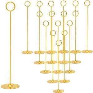 Urban Deco 16PK Gold Table Number Holders Place Card Holders 12 Inch Table Card Holders Steel Card Holders for Photos, Food Signs, Memo Notes, Weddings, Restaurants, Birthdays