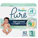 Pampers Pure Protection Baby Diapers, Size 1 (8-14 lbs), 82 Count, Up to 100% Leakproof, Premium Plant-based Skin Protection, Hypoallergenic Soft Diapers