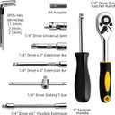 46-Piece Socket Wrench Set, Premium 1/4 inch Metric Socket Set, Ratchet Set with Quick-Release Ratchet and Extension Bar, Compact Storage Case - Perfect for Auto Repair & Home Use