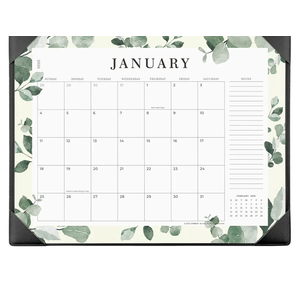 Cabbrix Desk Calendar 2026 with Desktop Mat, 21" x 16.5" Large Desk Calendar Covering January 2026 to December 2026, 12 Months Desktop Calendar for Home Office School Planning, Greenery