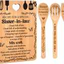 Gifts for Sister in Law - "Recipe for a Special Sister-in-Law", Sister in Law Birthday Gifts Engraved Bamboo-Made Cutting Board Set, Sister in Law Christmas Gifts.