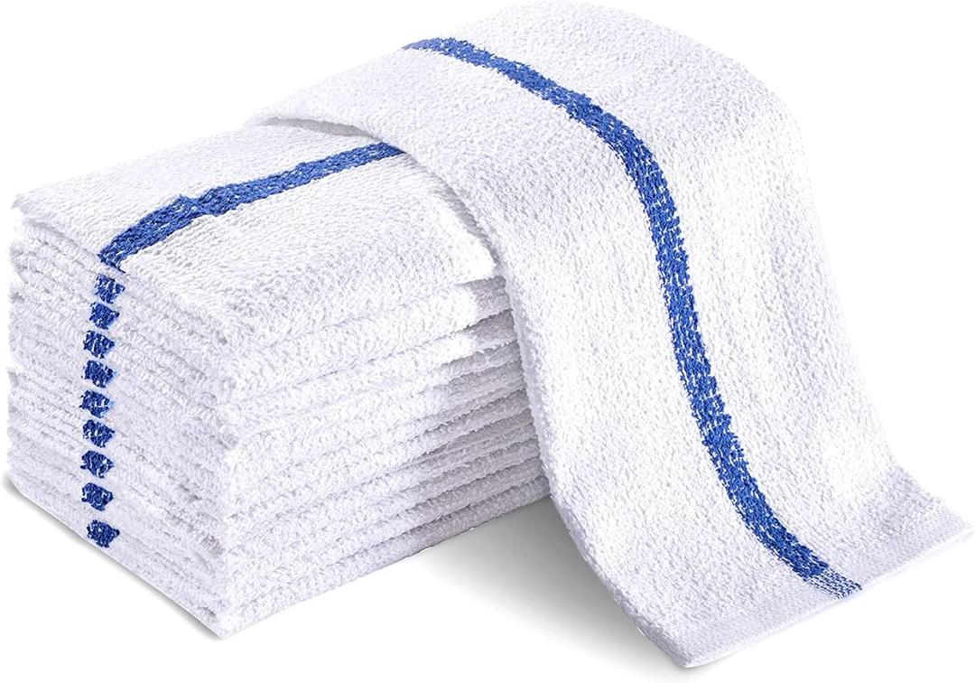 Universal Cleaning Towels, Bulk 36 Pack, 16 X 19 100% Cotton Fully Bordered Commercial Grade Terry Weave Cloth Bar Mops for Everyday Restaurant or Home Use