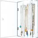 Acrylic Necklace Holder Stand,Clear Necklace Organizer with 24 Hooks,Dustproof Rotation Jewelry Storage Holder,Enclosed Long Necklaces Display Rack Pendant Bracelets Display Case Jewelry Display Box
