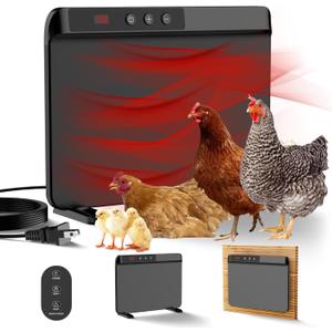 Smart Chicken Coop Heater with Efficient Thermostat, Compatible with Timers & Temp Controllers, 200W Safe Inside Radiant Flat Panel Warmer, Remote-Adjustable for Pets & Animals in Winter