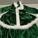 Kid Little Girls Christmas Outfit Santa Claus Velvet Lapel Long Sleeve Dress Princess Party Layered Dresses with Belt (Green, 3-4 Years)
