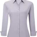 Alex Vando Womens Dress Shirts Wrinkle Free Regular Fit Long Sleeve Stretch Work Shirt (Small, Lt Grey)