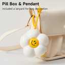 2 Pack Small Pill Organizer Travel Pill Case for Purse, 6 Compartment Pill Box with Stickers, Floral Smiley Weekly & Daily Vitamin Medication Organizer(Hot Pink)