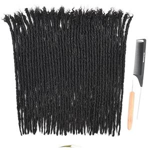 DAIXI 100% Real Human Hair Dreadlock Extensions for Man/Women Handmade Dreadlocks Can Be Dyed Bleached Curled Retwisted (#1B, 12 Inch 30 Strands)