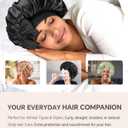 3 x Silk Bonnet for Sleeping Women Double Layer Hyaluronic Acid Satin Bonnet with Adjustable Tie Band Sleep Cap for Curly Hair (Black)
