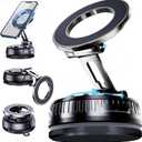 2026 Upgraded Magnetic Car Phone Mount for MagSafe: 360 Rotatable Adjustable Holder with 180+LBS Strong Suction Cup & 4200gf Magnet, Compatible with iPhone Series & Android Devices, Black