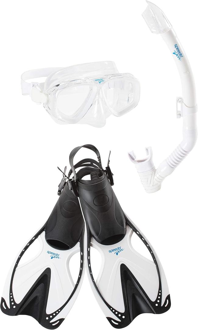Speedo Unisex-Adult Swim Snorkel Dive Mask Anti-Fog with Nose Cover Adventure Series (MSF Black SIOC)