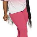 PINSV Women 2 Piece Outfits Short Sleeve Top and Flare Pants Lounge Sets Tracksuit (XXL)