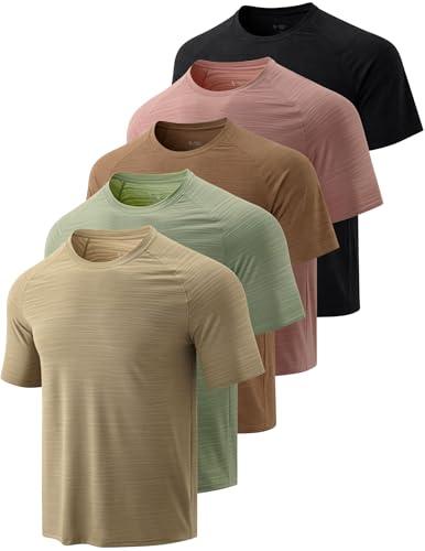 5 Pack Men’s Active Quick Dry Crew Neck T Shirts | Athletic Running Gym Workout Short Sleeve Tee Tops Bulk (3X-Large)