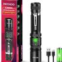 RECHOO Flashlight Rechargeable High Lumens, Dual Switch Rechargeable LED Flashlight 1 Pack, Adjustable Foucs 5 Lighting Modes Flashlights for Home, Camping, Christmas Stocking Stuffers