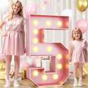 HILAVO Number 5 Marquee, 4FT Light Up Number 5 Large Numbers 5 Marquee Mosaic Numbers for Party, Giant Light Up 4 Feet Tall Lighted DIY Frame Pre-Cut Foam Board Kit for Birthday Anniversary