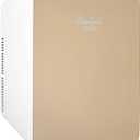 Cooluli 15L Mini Fridge for Bedroom - Car, Office Desk & College Dorm Room - 12v Portable Cooler & Warmer for Food, Drinks, Skincare, Beauty & Makeup - AC/DC Small Refrigerator with Glass Front, Gold