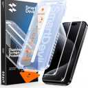 SMARTDEVIL 2 Pack for iPhone 15 Pro Screen Protector, 9H Hardness Military Grade Shatterproof, HD Clear Tempered Glass with Auto Dust-Elimination, Bubble Free, Easy Installation, Case Friendly