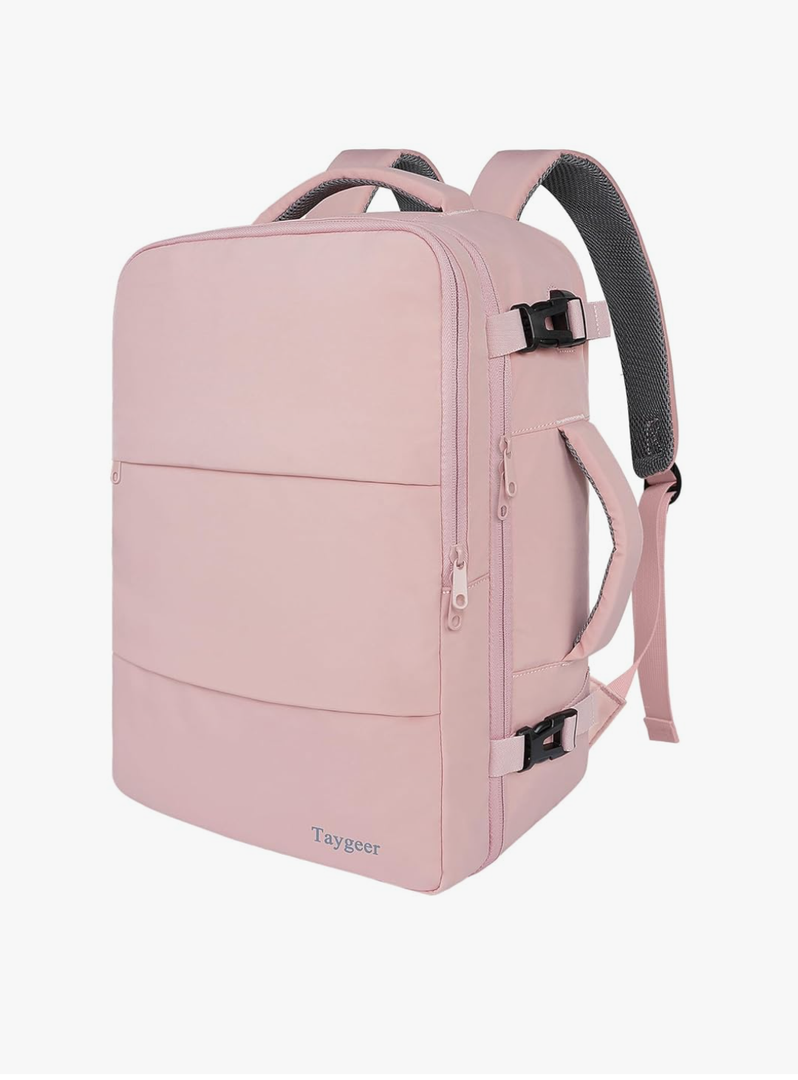 Taygeer Travel Backpack for Women, Carry On Backpack with USB Charging Port & Shoe Pouch, TSA 15.6inch Laptop Mochila Flight Approved, Nurse Bag Casual Daypack for Weekender Business Hiking, Pink