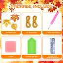 Skylety 20 Pcs Maple Leaf Diamond Art Ornaments Diamond Painting Kit for Adult 5d DIY Fall Gift Wrap Tags with Rope Autumn Hanging Ornaments for Home Craft Party Decor