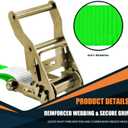 1.5 inch Ratchet Straps Heavy Duty 8 Pack 1-1/2 in x 12ft Cargo Load Tie Down Strap Double J Hook Green 2200lbs Working Load for Trucks