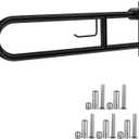 ZUEXT 31.5 Inch Black U Shaped Flip-Up Toilet Grab Bar Rail w/Paper Holder