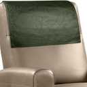 Recliner Headrest Protector Faux Leather Headrest Cover for Recliner Chair Couch Headrest Cover for Furniture Sofa Protector Chair Arm Covers for Home Office 17 x 27In(Dark Green)