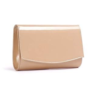 WALLYN'S Women Patent Leather Wallets Fashion Clutch Purses, Evening Bag Handbag Solid Color 