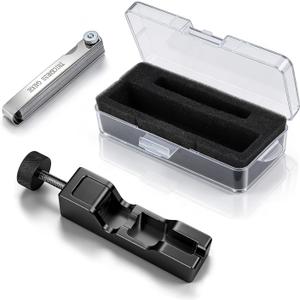 Universal Spark Plug Gap Tool with 32 Blade Steel Feeler Gauge, Spark Plug Gapping Tool for Most 10mm 12mm 14mm 16mm Spark Plugs, Spark Plug Gapper Adjustment Tool, Red (Black)