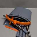 Broom and Dustpan Set for Home, Broom and Dustpan Combo for Office, Long Handle Broom with Upright Standing Dust pan,Indoor&Outdoor Sweeping (Gray&Orange)