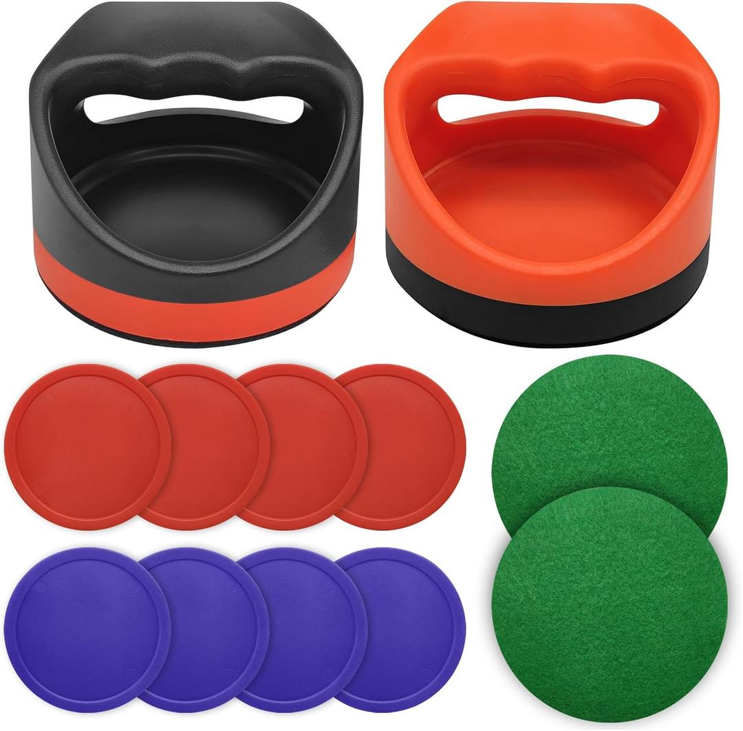 Air Hockey Pushers Air Hockey Pucks &Paddles,Goal Handles Paddles Replacement Accessories for Game Tables Include 2 Pushers, 4 Red &4 Blue Pucks