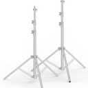 9.2 FT Stainless Steel Light Stand Photography, 2 Pack Heavy Duty Photography Tripod Stand with 1/4 to 3/8 Screw Adapter for Strobe,LED Video Light,Ring Light, Monolight, Softbox