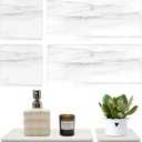 Set of 4 Water Absorbing Stone Drying Tray for Bathroom Sink Kitchen Hand Soap Coaster Diatomite Toothbrush Holder Quick Dry Marble Bathroom Vanity Trays Diatomaceous Earth Dish Kitchen Counter Tray (White)