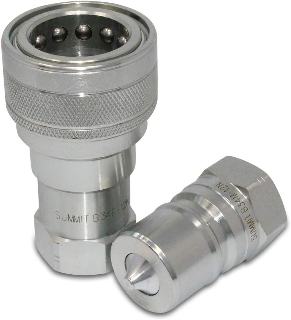 Summit Hydraulics 3/4" NPT ISO 7241-B Quick Disconnect Hydraulic Coupling/Coupler Set