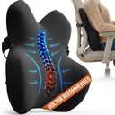 Everlasting Comfort Lumbar Support Pillow for Office Chair - Memory Foam Back Cushion for Car Seat - Promotes Better Posture, Back Pain Relief - Ideal Gaming and Desk Chairs Work and Home Essentials