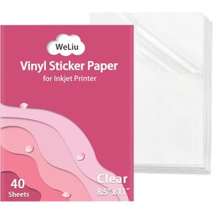 Printable Transparent Sticker Paper - 8.5" X 11" Blank Custom Label Sticker Sheets - 40 Clear Sheets - for Inkjet Printers