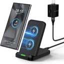 Wireless Charger Stand for Moto G Stylus 5G 2025/2024,Moto Edge/Razr 2025,Moto G Power 5G 2025/2024,15W Fast Charging Station with QC Adapter for Samsung Galaxy S25 S24FE,iPhone 17 16 15,Pixel 10 Pro (Black)