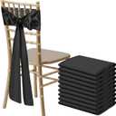 10 PCS Black Satin Chair Sashes Bows Universal Chair Ribbon Ties Back Sash for Wedding Party Reception Events Banquets Hotel Event Chair Cover Decoration (Champagne 7x108 inch)
